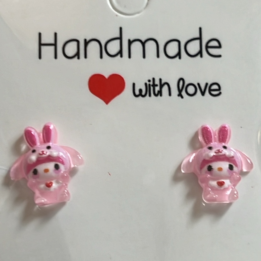 Handmade My Melody earrings - Picture 3 of 5